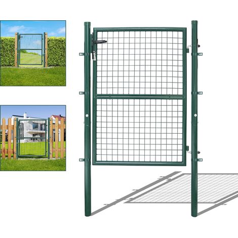 Jiubiaz Gartentor 150x100cm Gartentür verzinkter Stahl abschließbar, Hoftor Zaun Inkl. Schloss Tür, Tor, Zauntor, Zauntür, Gartentür, Gartenzaun - Grün