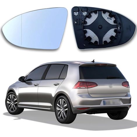 2 Stück Golf 7 Spiegelglas, Spiegel für Volkswagen Golf 7, konvexes Spiegelglas, Defroster, beheizter asphärischer Spiegel mit Montageplatte