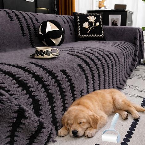 Housse de Canapé Douce et Antidérapante en Peluche, Protection Canapé Chien Extensible, Tapis pour Chien Adapté aux Animaux de Compagnie Lavable pour Canapé d'Angle/en Forme de L (B,180 x 150 cm)