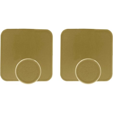 Lot de 2 Patères Adhésives Carrées "Fixeo" 5cm Or