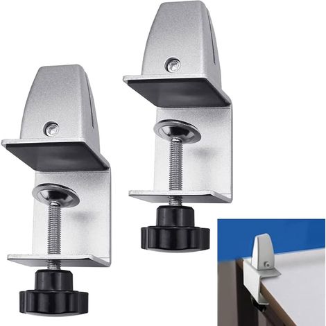 Deux pinces à verre réglables, en alliage d'aluminium, adaptées aux plateaux de table en acrylique, aux supports de cloison et aux séparateurs d'écran adaptées aux cloisons de confidentialité de 32