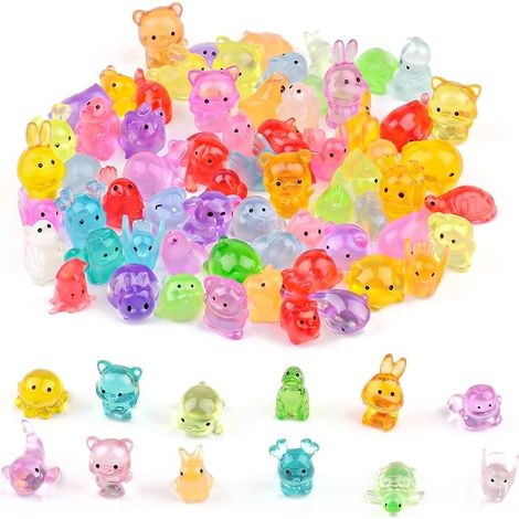 180 g/environ 80 mini animaux lumineux en résine mélangés, petits animaux en résine (1/5)