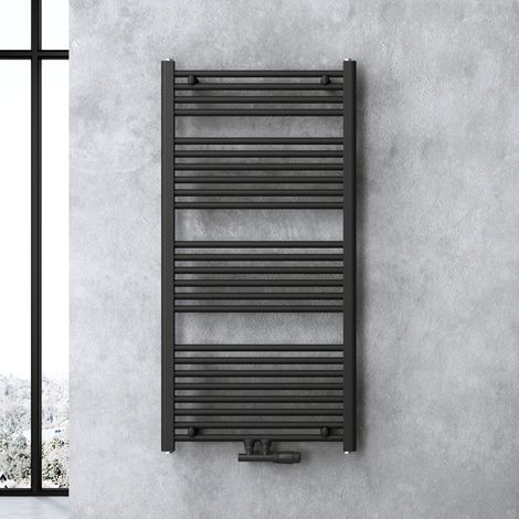 doporro Design Badheizung gerade 120x60cm Anthrazit Röhrenheizkörper Horizontal Mittelanschluss Bad-Heizkörper (1/5)