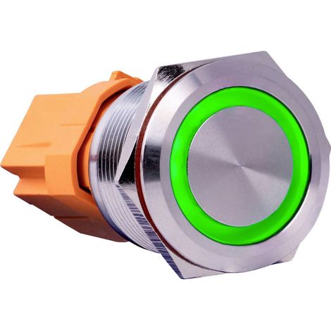 Joy-it Button22A-M-GR Button22A-M-GR Bouton-poussoir 250 V/AC 3 A 1 x Off/On à rappel vert (Ø x H) 25 mm x 35 cm IK10, (1/3)