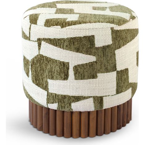 Pouf en tissu texturé à motifs kaki ASH (1/5)