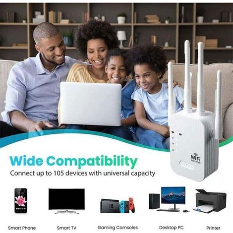 Répéteur WiFi 1200 Mbps - - Double bande 5 GHz/2,4 GHz - Extenseur WiFi - 120 m² couverture - Compatible toutes box (1/4)