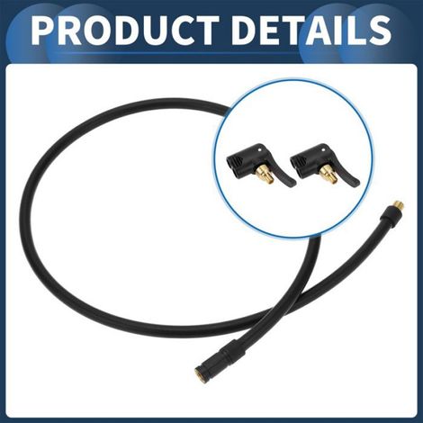 Pièce de pompe à pied Tube de rallonge pour 31,50" 7,8mm ID Adaptateur valve pneu avec embout Caoutchouc Noir (1/5)