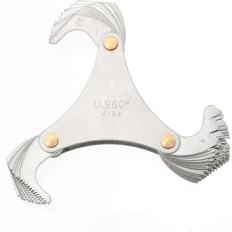 Jauge de mesure de filetage en acier inoxydable, outil de mesure de pas-6X6CM-Silver (1/3)