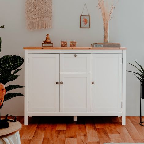 Madia Bergen57 bianco 3 ante e 1 cassetto e top artisan rovere 120 cm (1/5)