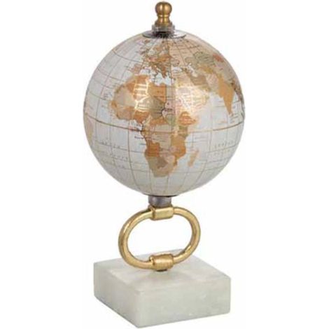 Globe sur Pied en Marbre "Mappemonde" 20cm Or