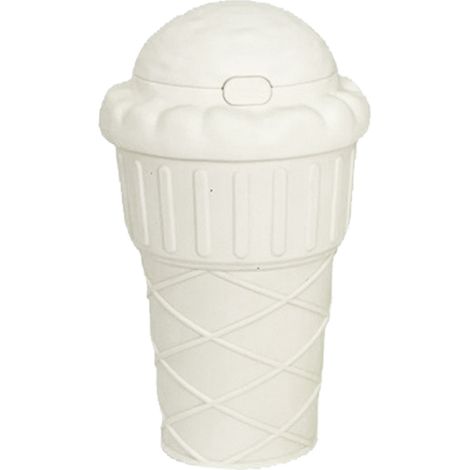 Gobelet plastique blanc 500ml forme cornet glace créatif avec bandoulière et sac de transport pratique (1/4)