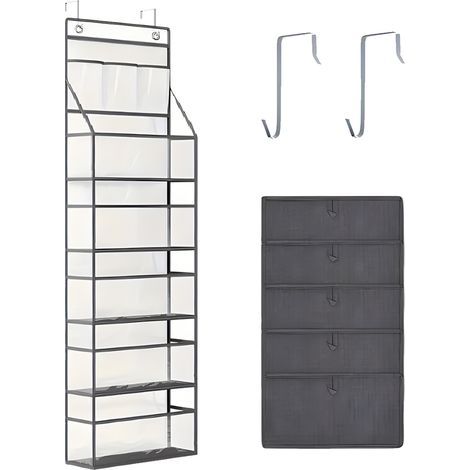 Hängende Schuhaufbewahrung hinter einer Tür, hängendes Schuhregal mit großem Schuhhalter und Taschen, hängendes Schuhregal für den Kleiderschrank.../ (1/5)