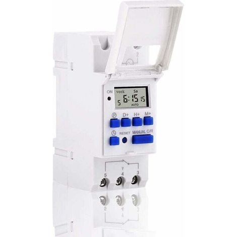 Minuterie programmable numérique Affichage LCD Interrupteur horaire programmable hebdomadaire Relais temporisé 16on & 16off minuterie(12V) (1/4)