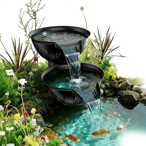Kit de Bassin et Cuvée de Déversoir, Fontaine avec Pompe de Bassin 2500 L/h pour Cascades, Plan d'eau DIY Intérieur/Extérieur Jardin (1/5)