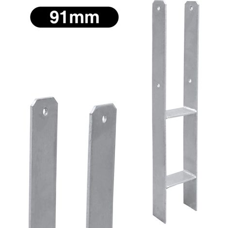 Randaco Ancora a H per ancoraggi - Ancoraggio a terra Resistente per Garage - Boccola a terra altezza 600 mm - Supporto per piede del palo 91 mm - 2 pezzi (1/5)