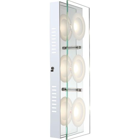 Lampada da parete cromata Lampada da parete a LED per camera da letto, soggiorno, 3 lampadine, vetro trasparente satinato, 3x 5W 3x 360lm 3000K, LxPxH 3 x12,5x6,5 cm