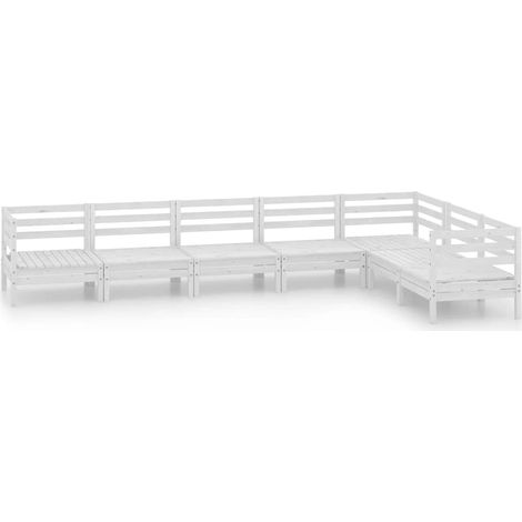 Maison Exclusive - 7-tlg. Garten-Lounge-Set Massivholz Kiefer Wei (1/5)