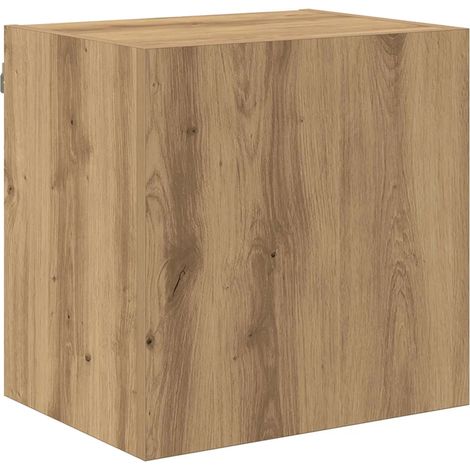 Mobile TV a parete moderno con vano contenitore 40,5 x 30 x 40 cm design elegante finitura in rovere ingegnerizzato realizzato artigianalmente 020052797