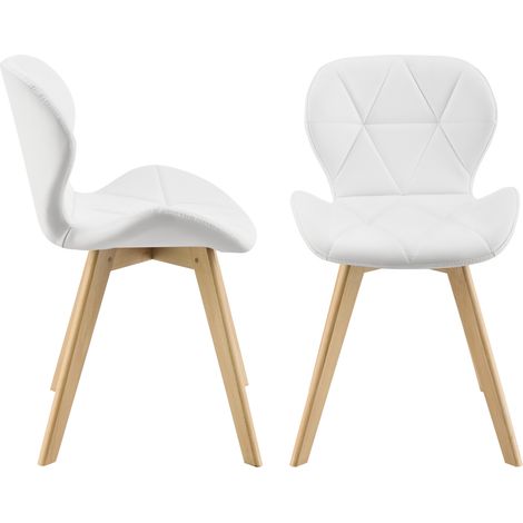 Esszimmerstuhl Älmhult 2-er Set 78x47x52 cm Kunstleder Weiß [en.casa]