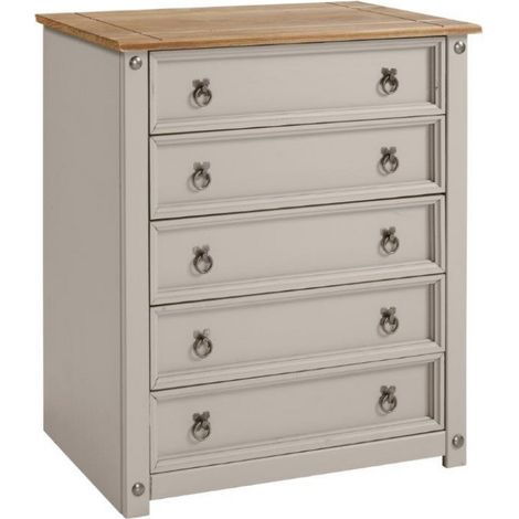 Corona Grey Wax Small 5 Drawer Chest (1/5)