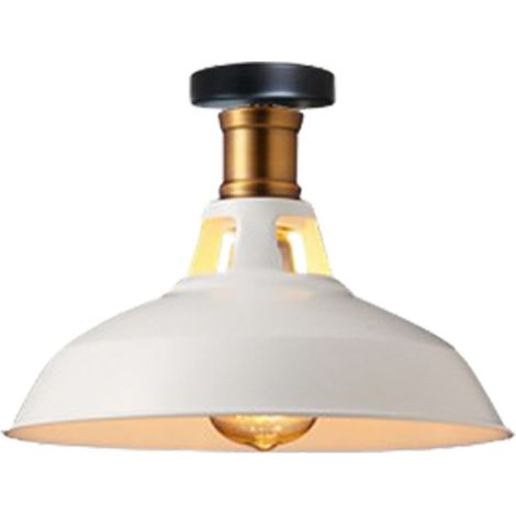 Deckenlampe Industriell Vintage Deckenleuchte Eisen 27cm Lampenschirm Weiß Lampe für Flur, Balkon, Treppe - 1 Pack