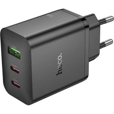 Hoco N75 65W Netzteil Ladegerät 2x USB-C + USB-A QC3.0 PD 3A Schwarz