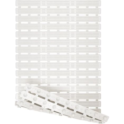 Tappetino da bagno antiscivolo, lungo e pieghevole per doccia, antiscivolo/6048 cm, tappetino con ventosa bianco puro