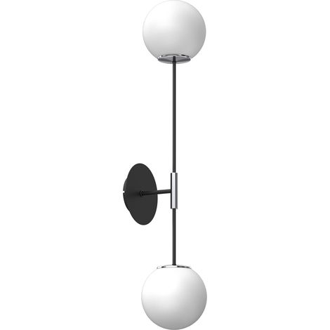 Applique murale noire/chrome 2 globes E27 Satelit Luminex