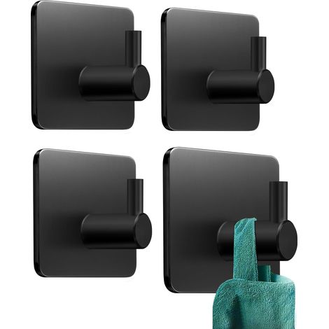 ganci adesivi da parete neri, appendiabiti da parete senza foratura, ganci adesivi da bagno, ganci adesivi da parete impermeabili, adesivi per WC, cucina, ufficio