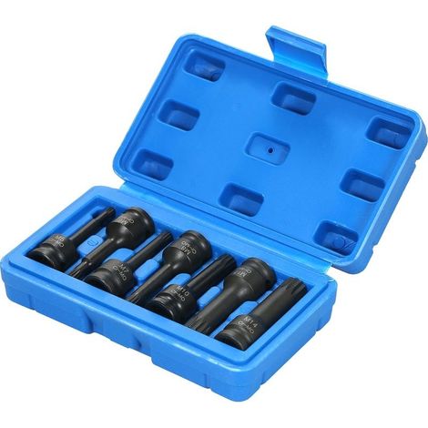 Coffret de douilles à impact 3/8" (7 pièces, tailles métriques : 5 mm, 6 mm, 7 mm, 8 mm, 10 mm, 12 mm et 14 mm) XZN, embouts cannelés triples carrés (1/5)