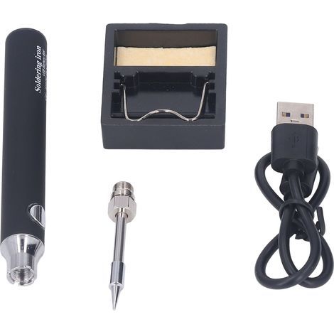 Fer à souder USB sans fil portable, 3 vitesses avec lumière indicateur, outil de soudage électrique noir (1/5)