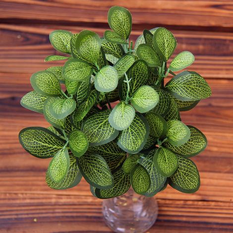 Feuillage artificiel vert 7 têtes, fausse plante grimpante murale, feuilles décoratives pour maison, bureau, fête, mariage, déco feuille réticulée (1/5)