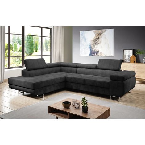 AX LIVING Couch L Form Kanya Grau 275cm mit Bettfunktion & Stauraum L