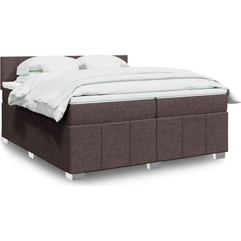 Cama box spring con colchón tela marrón oscuro 200x200 cm vidaXL (1/5)