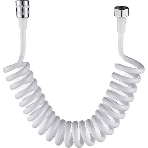 Tube, Tuyau Flexible de Douche de Ressort d'ABS de pour la Salle de Bains de Pistolet de pulvérisateur de Bidet de Toilette de plomberie d'eau(Blanc)