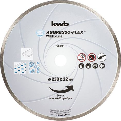 Kwb Disque a' tronconner diamant ligne continue ligne blanche 230x22 mm pour broyeur ide'al pour les carreaux de marbre travertin