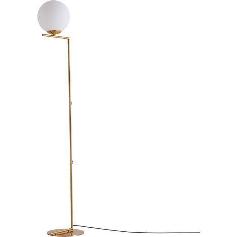 ALPINALUZ  Lámpara de Pie Esférica E27, Vidrio Blanco y Metal Dorado, Estilo Nórdico Moderno, ⌀22cm, para Sala y Dormitorio (1/5)
