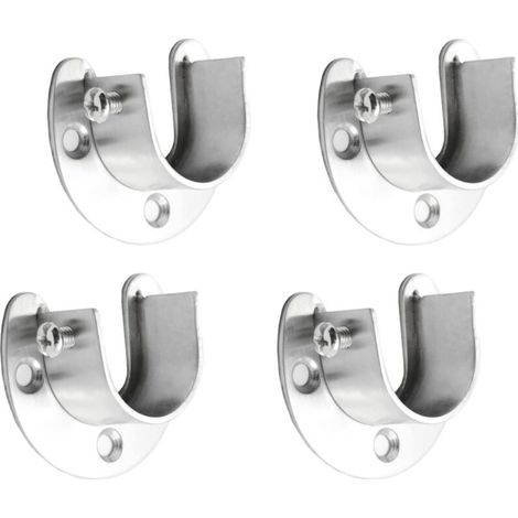 Steel rod bracket, 4 stainless steel brackets with screws, for bedroom, bathroom 25 mm