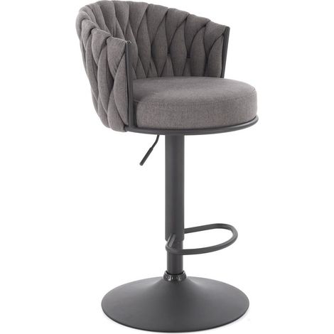 Silla de barra Houston 2016, Gris + Negro, Con la espalda, Altura ajustable, 0, Tapiz