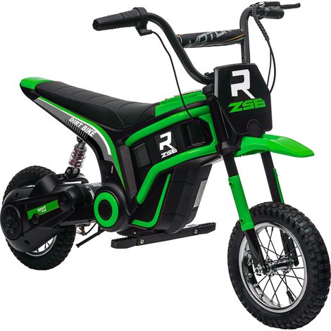 Moto Elettrica per Bambini con Acceleratore Manuale, 2 Velocità 8-16km/h, Età 8-12 Anni, Verde