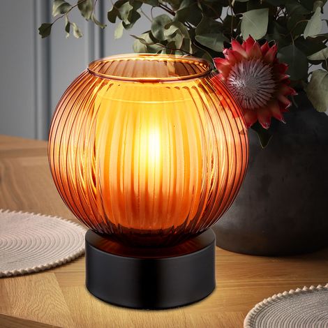 Lampe de table lampe de chevet lampe de table verre noir lampe de chambre bronze (1/5)