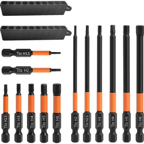 13 Pcs Coffret Embout Visseuse Hex, Tournevis de Precision Long, Embout de Visseuse Aimanté, avec Boîte distributrice, Embouts de Vissage pour Perceuse-Visseuse (13) (1/5)