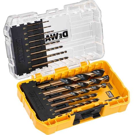 Dewalt – Coffret de 14 forets multi-matériaux – Acier rapide – Type d'embout : foret torsadé – Taille 1 à 8mm – Compatible TSTAK