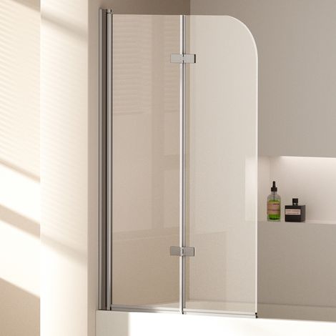 EMKE Pare-Baignoire Pliable en Verre Trempé 6 mm, Paroi de Douche Rabattable 180°, Revêtement Nano Anti-Calcaire, Installation Gauche/Droite, 100 × 140 cm