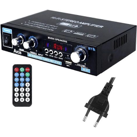 Bluetooth 5.0-Verstärker für Auto und Zuhause, leistungsstarker Stereoklang mit FM-Radio und EU-Stecker