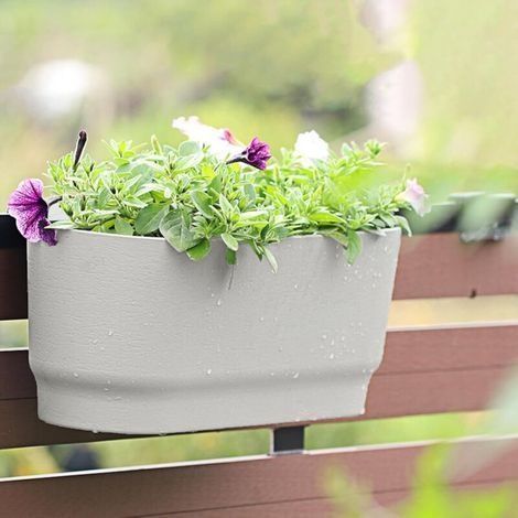 Großer Hängeblumentopf mit großem Fassungsvermögen – Stoßfest – Mit Abflussloch – Blumentopf – Gartenbedarf – Weiß – L 45 x 15 x 18 cm (1/3)