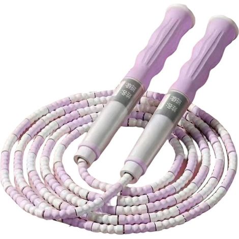 Corde à sauter en acier réglable, lourde et à perles, pour enfants, femmes et hommes, idéale pour le fitness (violette) (1/5)
