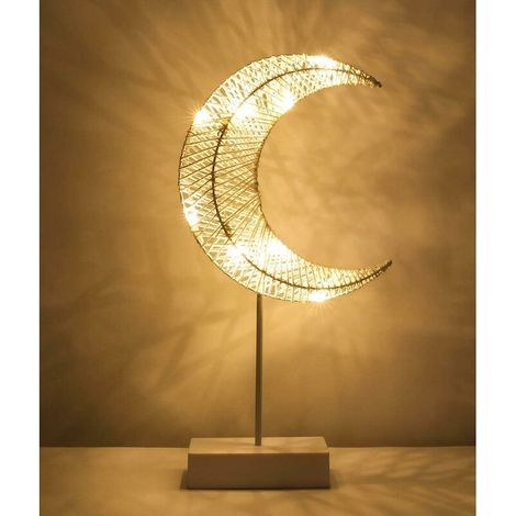 Veilleuse pour enfants, Lampe de Bureau Décorative, Alimenté par Pile Lampe de Chevet LED en Forme de Lune, Éclairage de Nuit Lumière Blanche Chaleureuse (1/5)