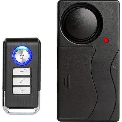 Alarme de vélo Capteur de Mouvement de Vibration sans Fil avec télécommande Antivol Cambrioleur pour Vélo E-Bike Moto Scooter Panier Remorque Equipement Clôture 110db Super Loud (1/5)