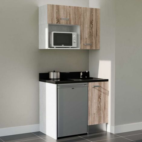 Kochnischen K00L - 100 cm - Holz - Nero - Spüle rechts + Haushaltsgeräte Edelstahl (1/5)
